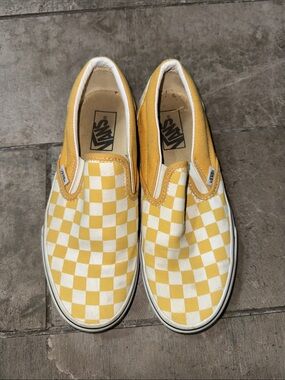 Vans Checkerboard Slip-On Sneakers - Yellow & White